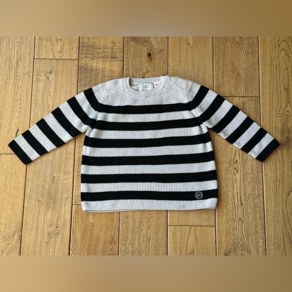 Zara Baby Knit Wear Black and Gray Striped Sweater size 2-3
